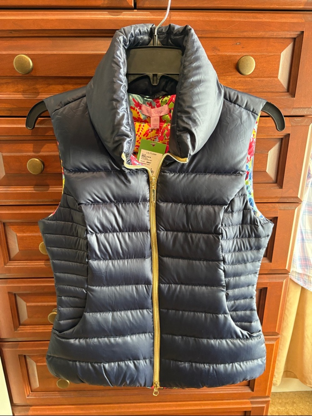 NWT Lilly Pulitzer Allie packable Quilted Puffer Vest Navy
